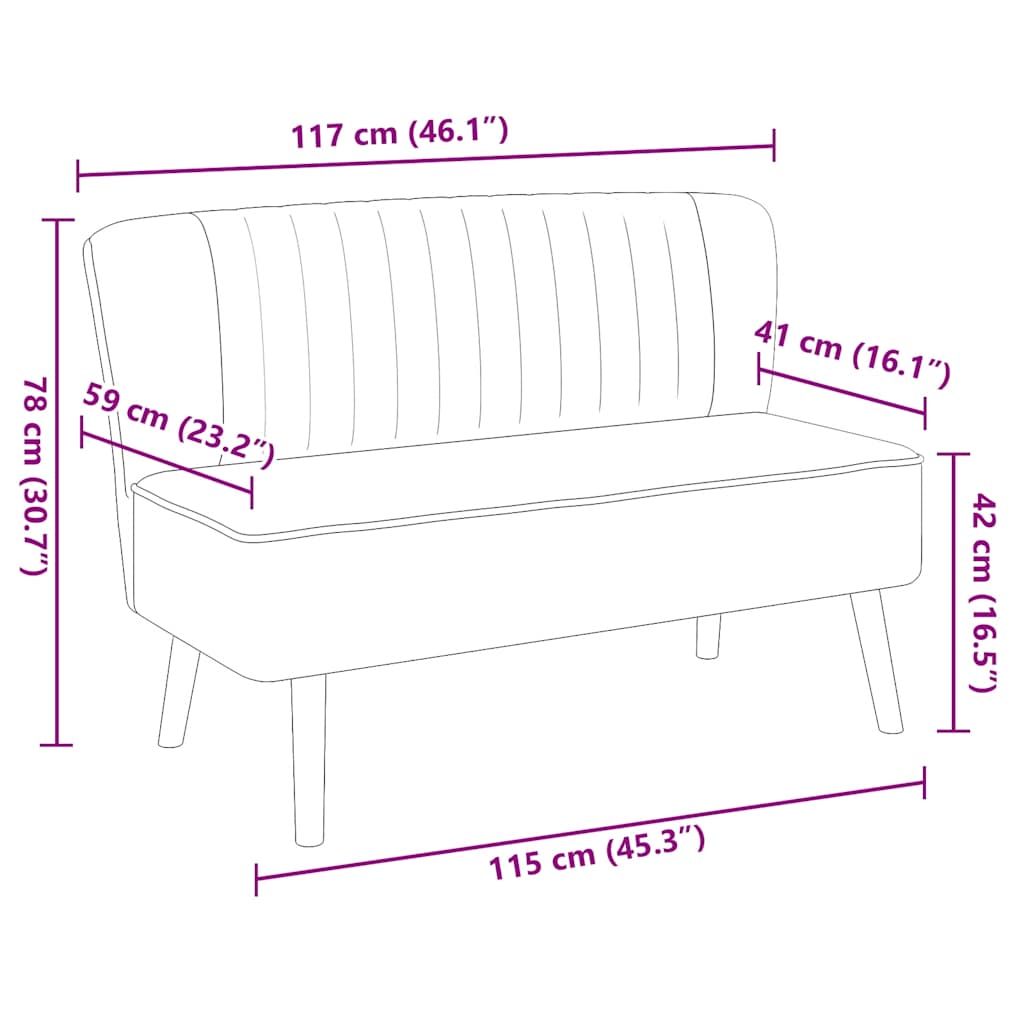 Καναπές Ανοιχτό Γκρι 117 x 55,5 x 77 εκ. Υφασμάτινος