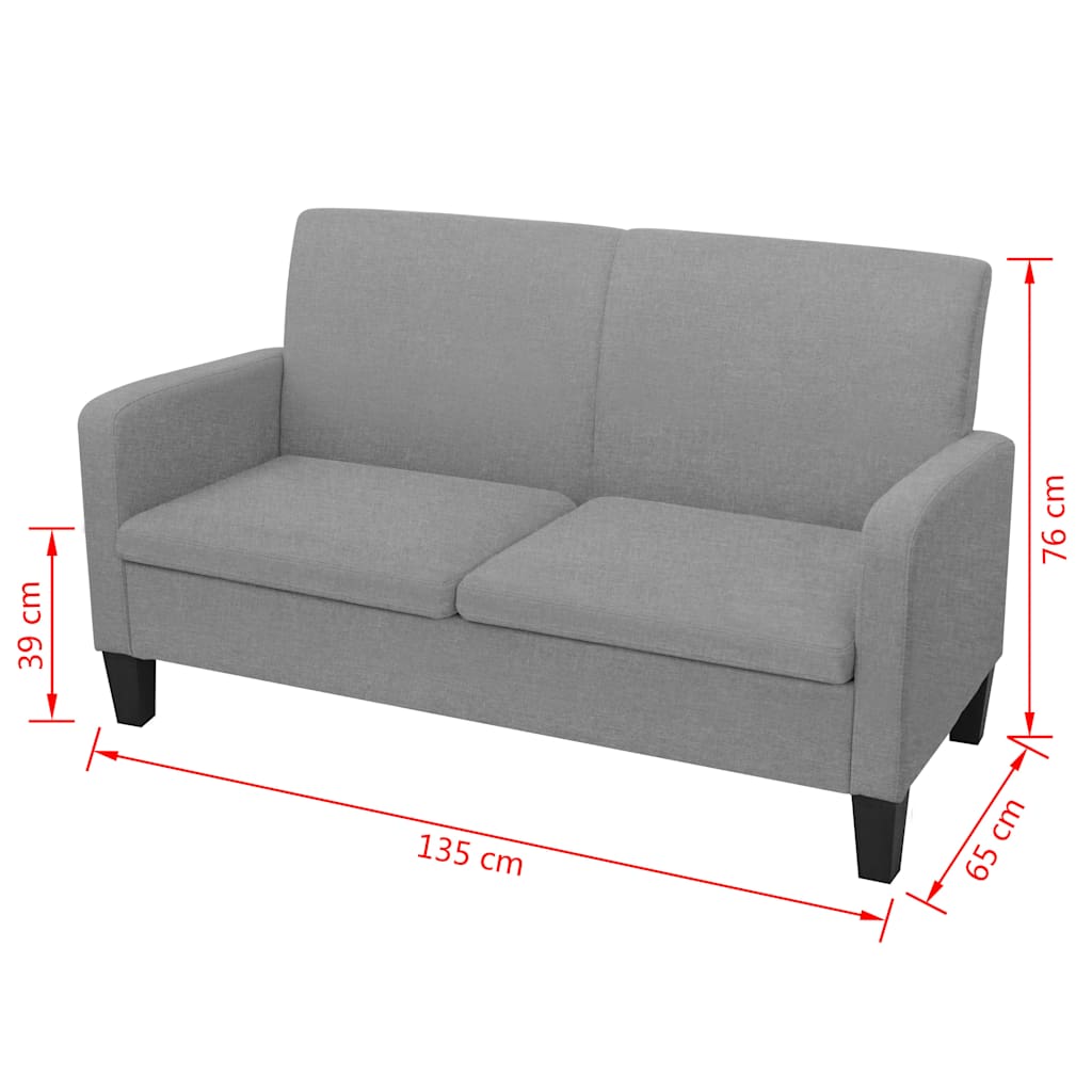 Καναπές Διθέσιος Ανοιχτό Γκρι 135 x 65 x 76 εκ.