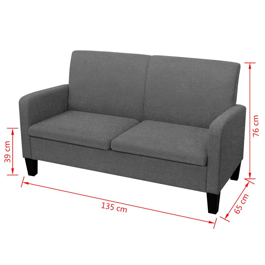 Καναπές Διθέσιος Σκούρο Γκρι 135 x 65 x 76 εκ.