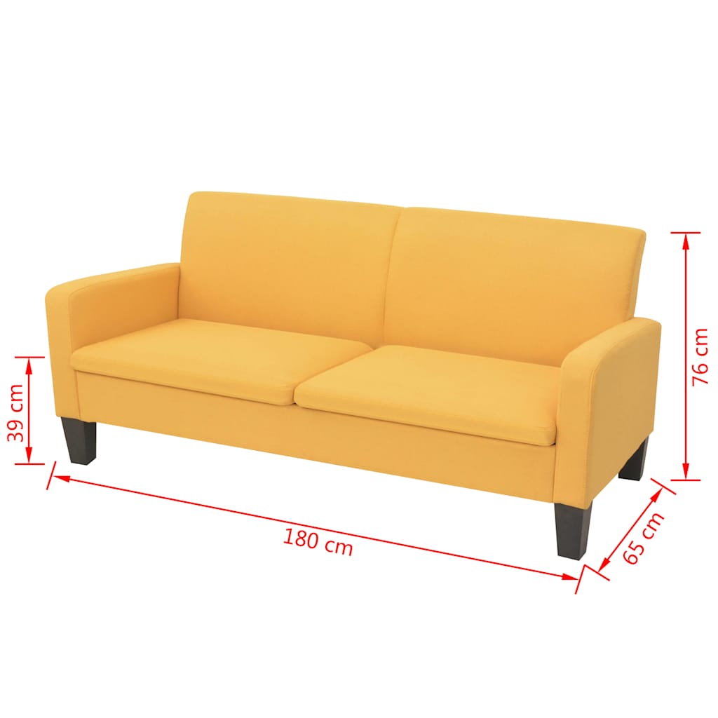 Καναπές Τριθέσιος Κίτρινος 180 x 65 x 76 εκ.