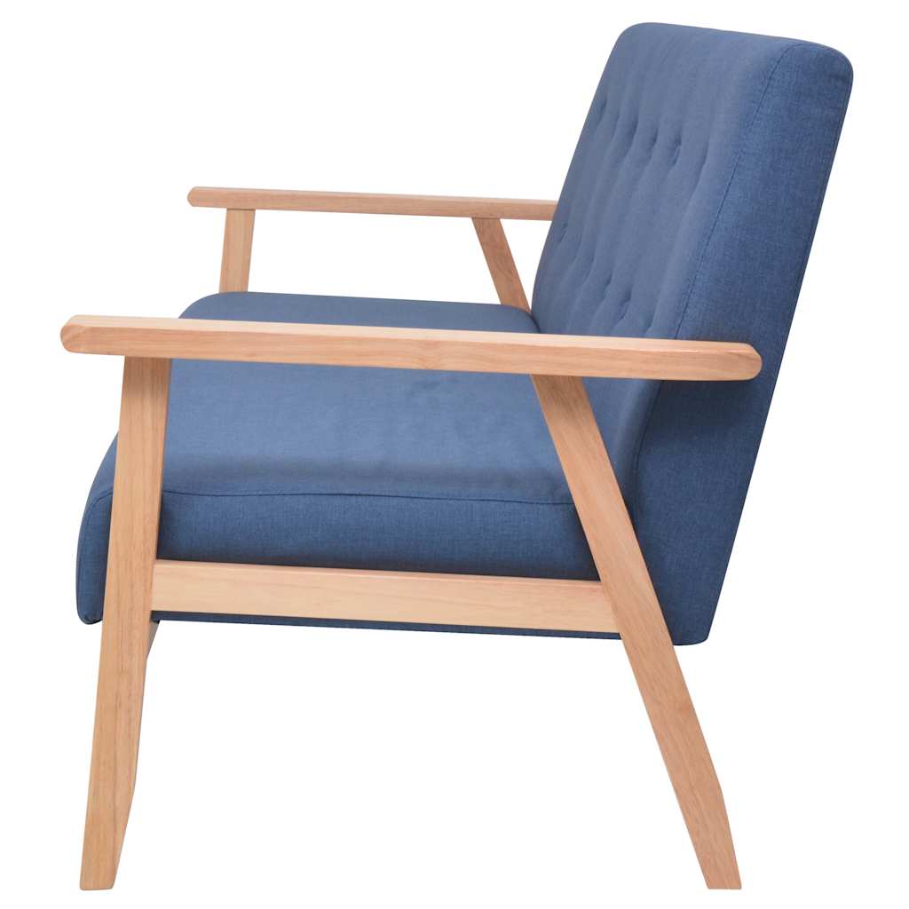 Καναπές Τριθέσιος Μπλε Υφασμάτινος