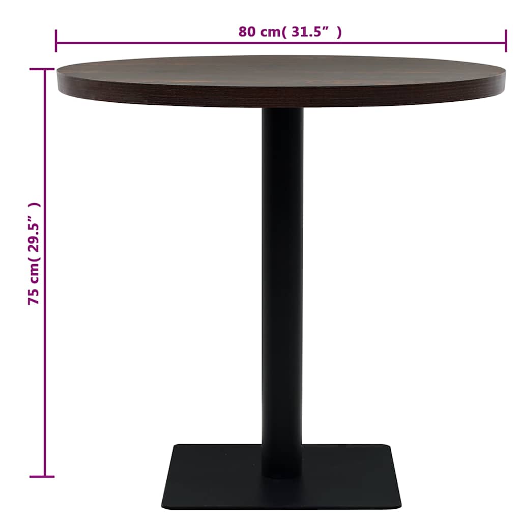 Τραπέζι Bistro Στρογγυλό Σκούρο Σταχτί 80 x 75 εκ. MDF / Ατσάλι