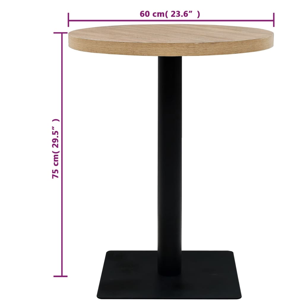 Τραπέζι Bistro Στρογγυλό Χρώμα Δρυός 60 x 75 εκ. MDF / Ατσάλι