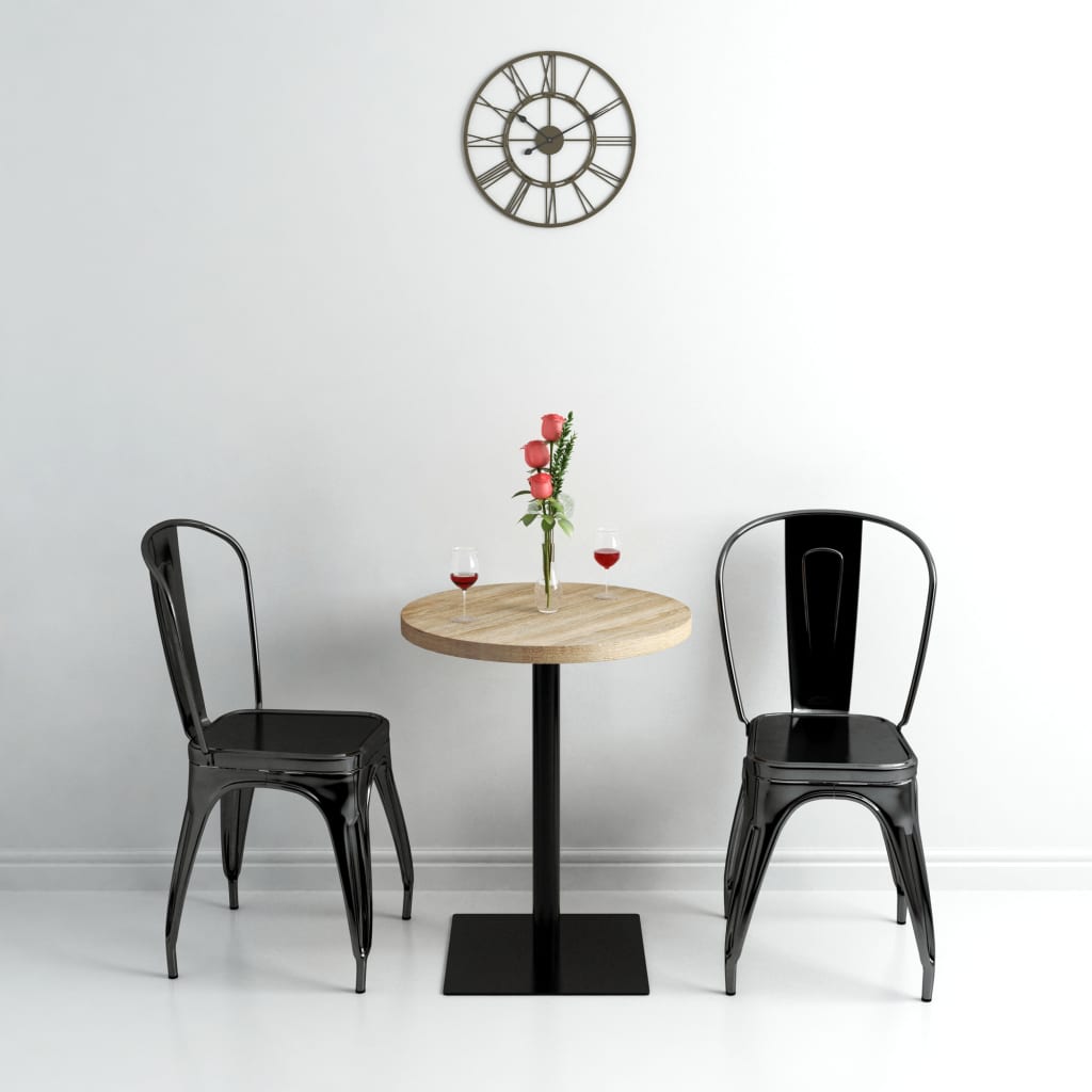 Τραπέζι Bistro Στρογγυλό Χρώμα Δρυός 60 x 75 εκ. MDF / Ατσάλι