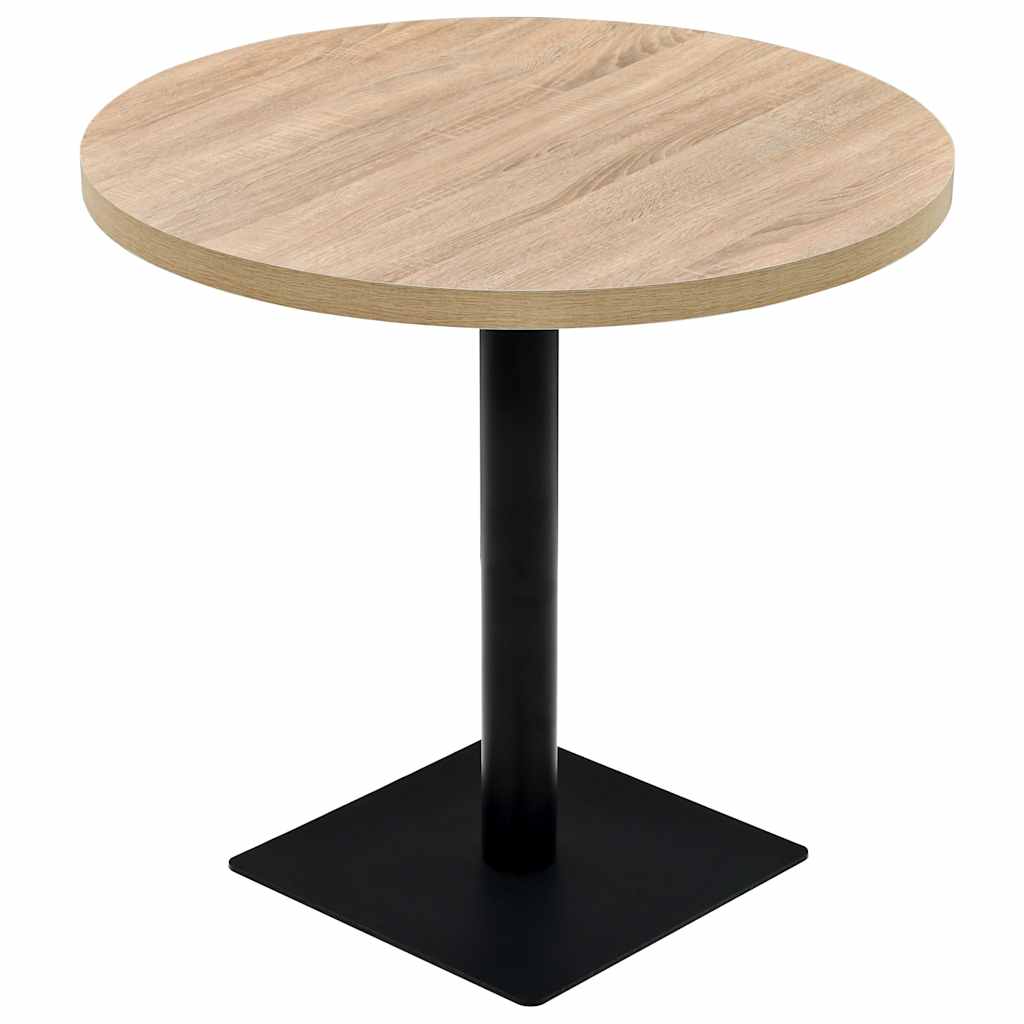 Τραπέζι Bistro Στρογγυλό Χρώμα Δρυός 80 x 75 εκ. MDF / Ατσάλι