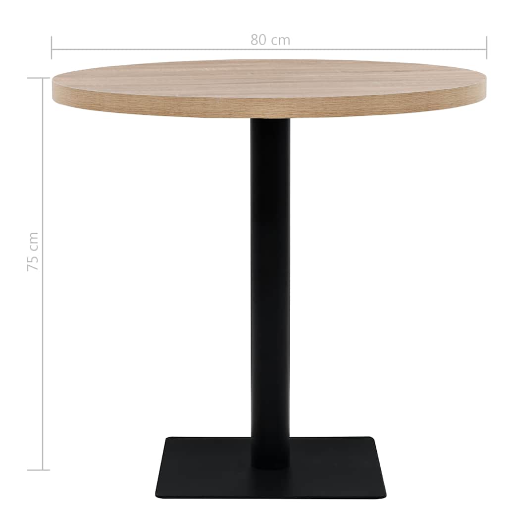 Τραπέζι Bistro Στρογγυλό Χρώμα Δρυός 80 x 75 εκ. MDF / Ατσάλι