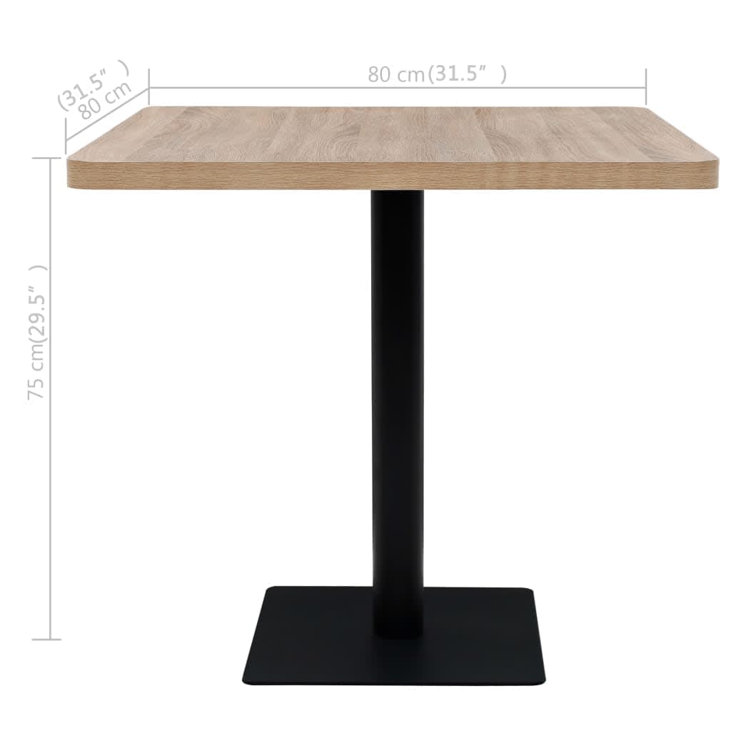 Τραπέζι Bistro Τετράγωνο Χρώμα Δρυός 80x80x75 εκ. MDF/Ατσάλι