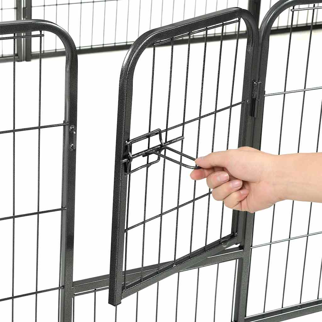 Πάρκο Σκύλου με 12 Πάνελ Μαύρο 80 x 60 εκ. Ατσάλινο