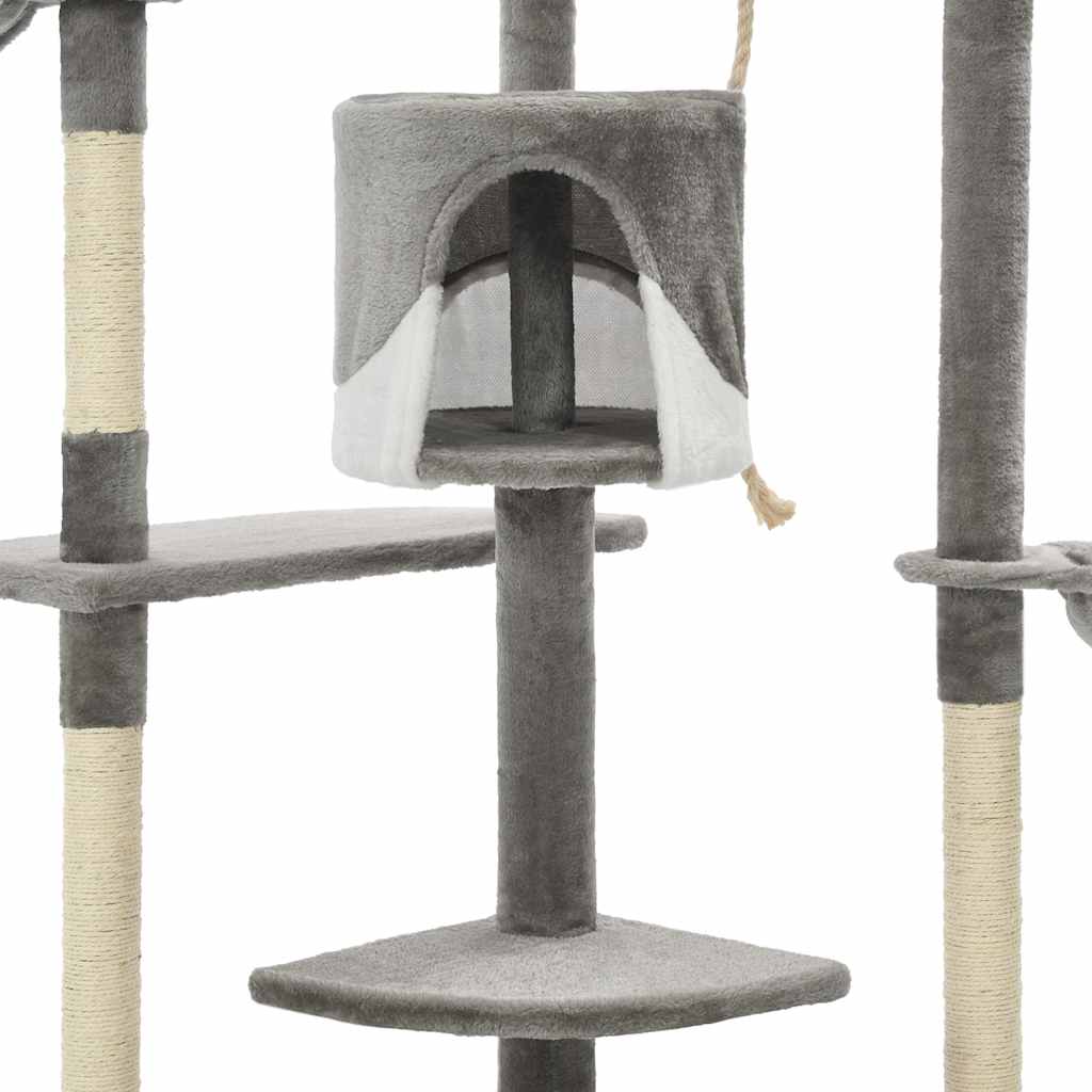 Γατόδεντρο Γκρι/Λευκό 203 εκ. με Στύλους Ξυσίματος από Σιζάλ