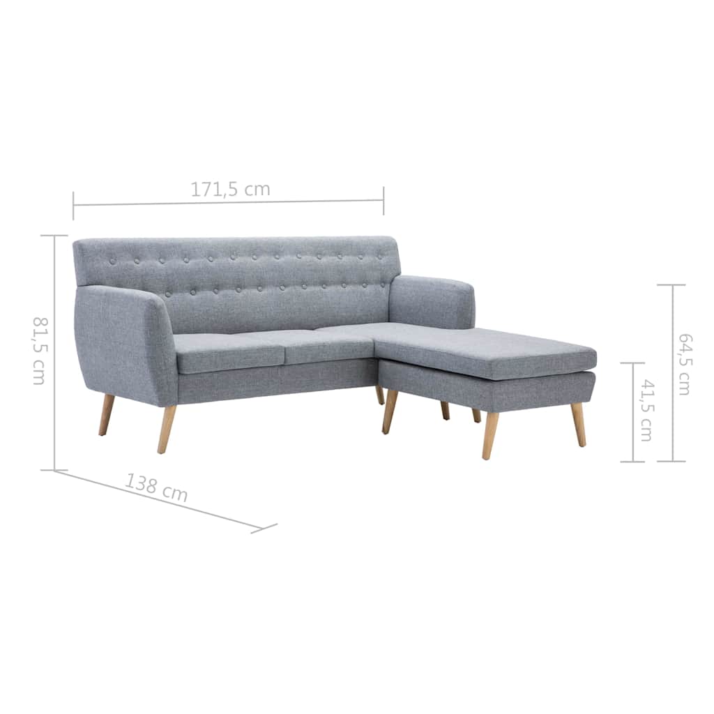 Καναπές Γωνιακός Ανοιχτό Γκρι 171,5x138x81,5 εκ. Υφασμάτινος