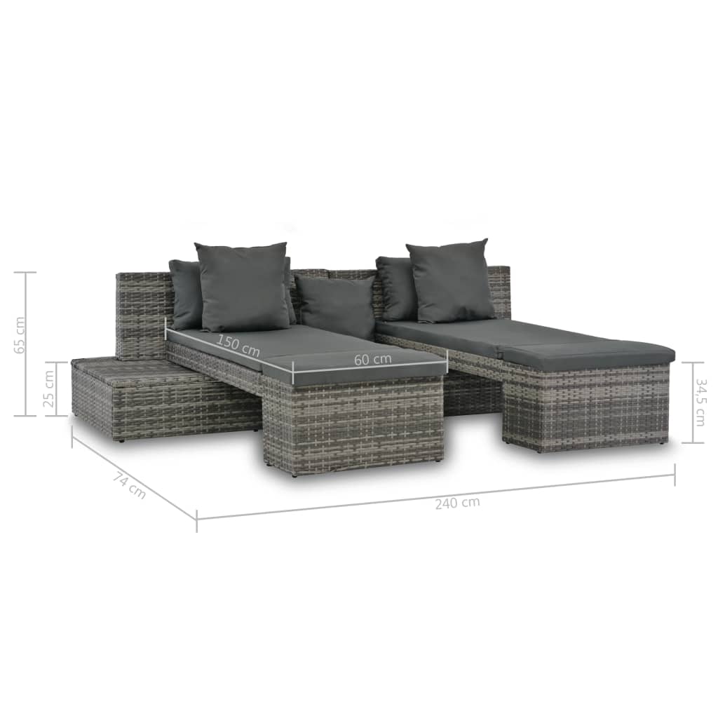 Σαλόνι Κήπου 4 Τεμαχίων Γκρι από Συνθετικό Ρατάν με Μαξιλάρια