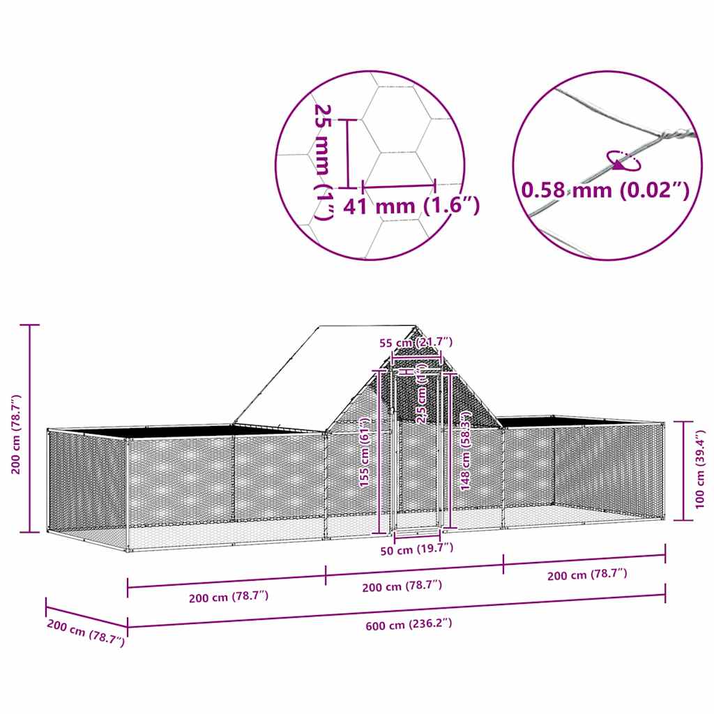 Κοτέτσι 6 x 2 x 2 μ. από Γαλβανισμένο Χάλυβα