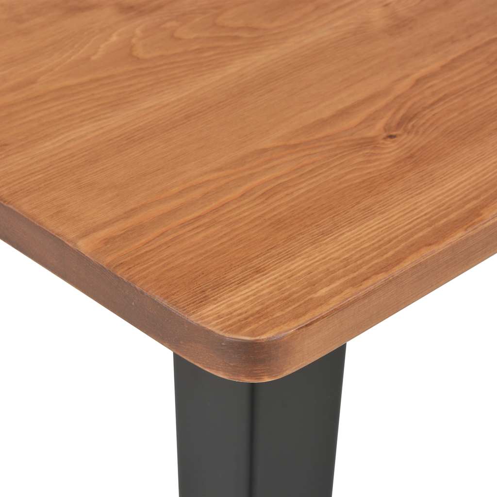 Τραπέζι Μπαρ μαύρος 60x60x108 εκ. από Μασίφ Ξύλο Πεύκου/Ατσάλι