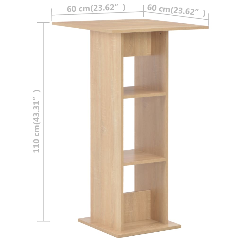 Τραπέζι Μπαρ Χρώμα Δρυός 60 x 60 x 110 εκ.