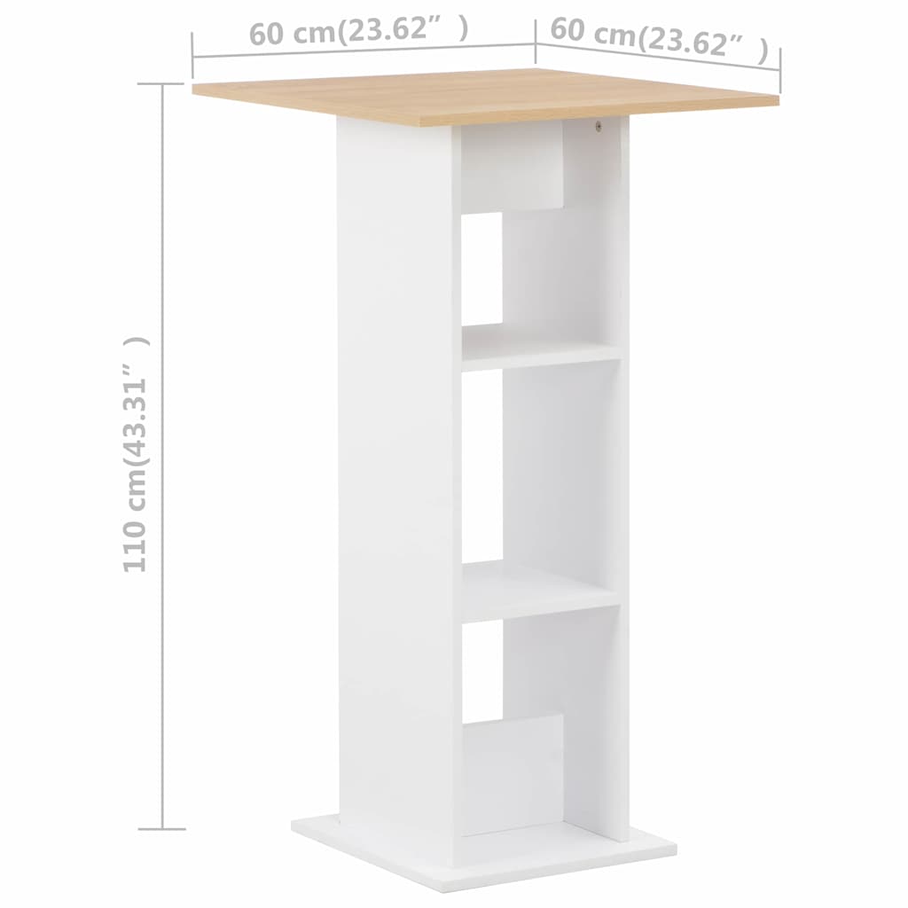 Τραπέζι Μπαρ Λευκό / Sonoma Δρυς 60 x 60 x 110 εκ.