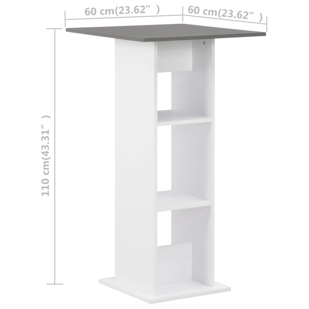 Τραπέζι Μπαρ Λευκό / Γκρι Ανθρακί 60 x 60 x 110 εκ.