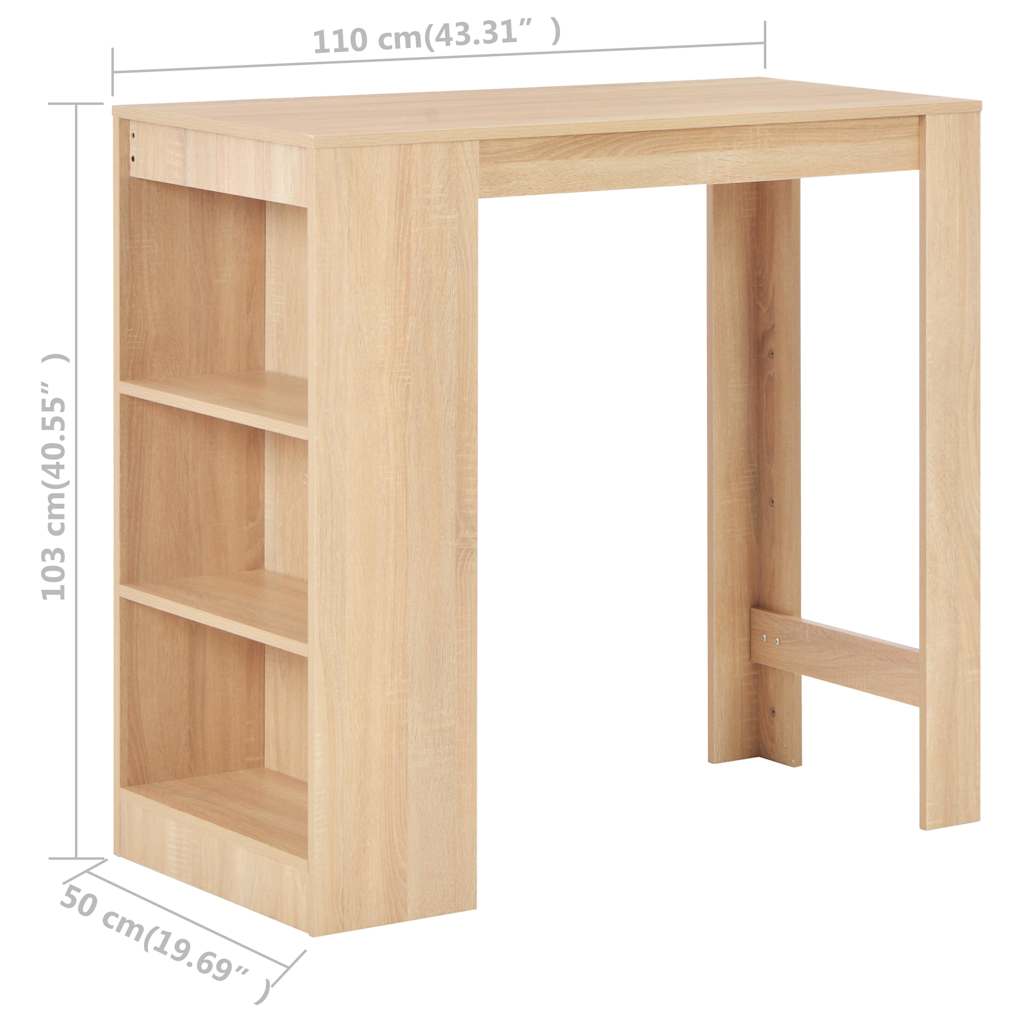 Τραπέζι Μπαρ με Ράφι Χρώμα Δρυός 110 x 50 x 103 εκ.