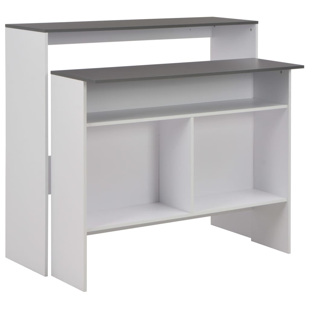 Τραπέζι Μπαρ με 2 Επιφάνειες Λευκό / Γκρι 130 x 40 x 120 εκ.