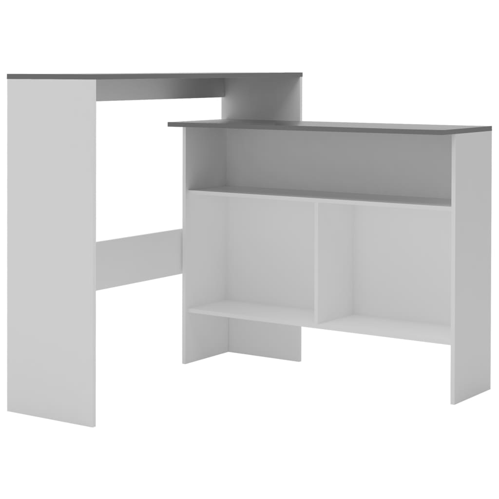 Τραπέζι Μπαρ με 2 Επιφάνειες Λευκό / Γκρι 130 x 40 x 120 εκ.