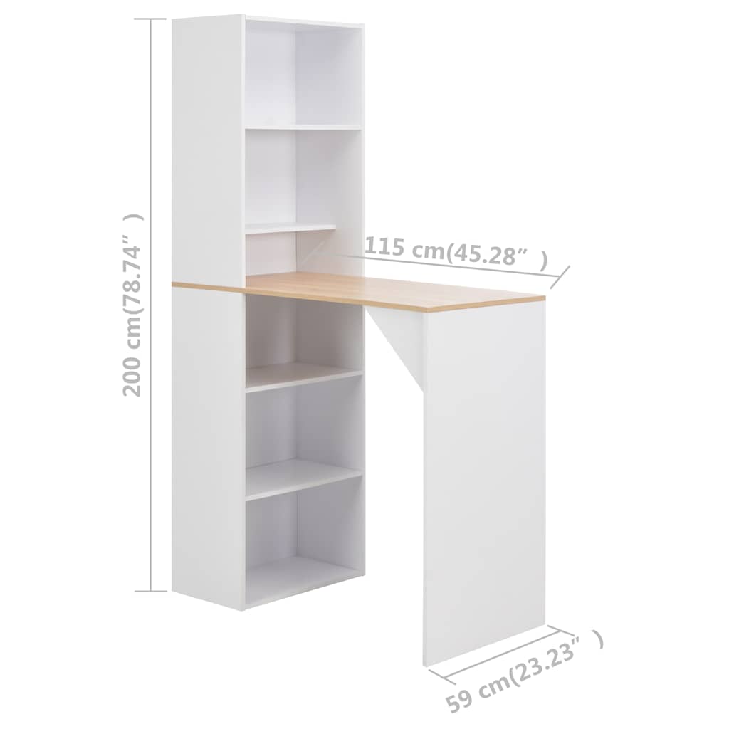 Τραπέζι Μπαρ με Ντουλάπι Λευκό 115 x 59 x 200 εκ.