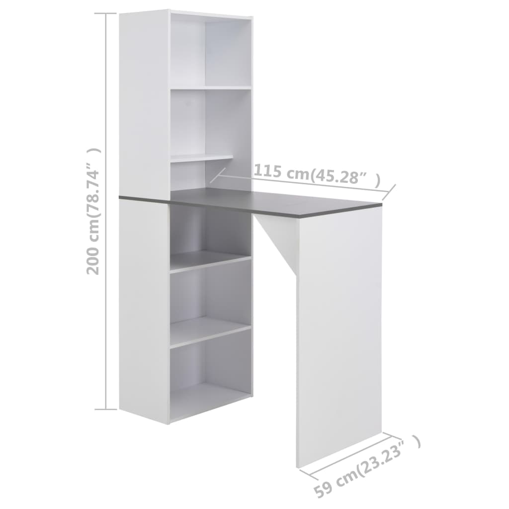 Τραπέζι Μπαρ με Ντουλάπι Λευκό 115 x 59 x 200 εκ.