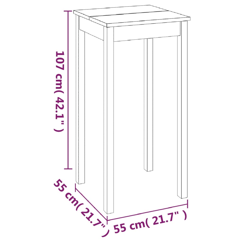 Τραπέζι Μπαρ Μαύρο 55 x 55 x 107 εκ. από MDF