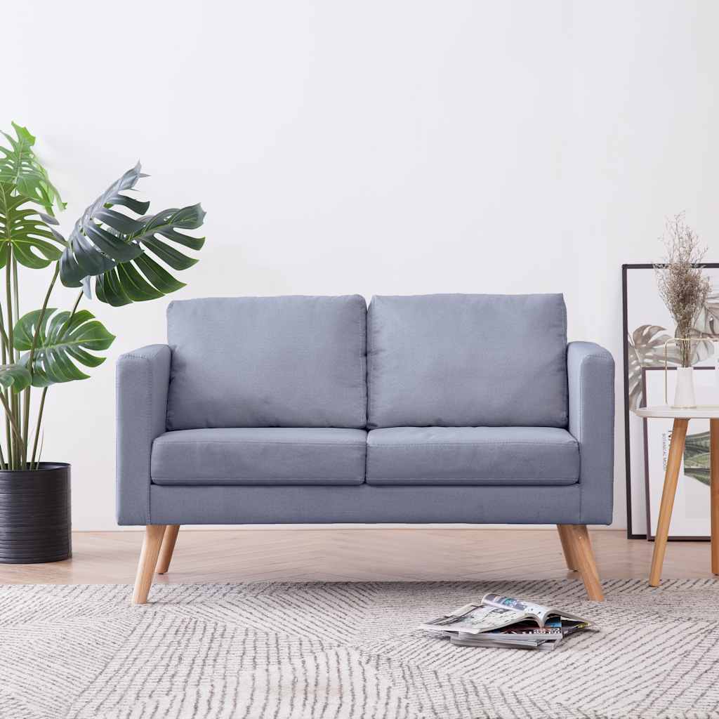 Καναπές Διθέσιος Ανοιχτό Γκρι Υφασμάτινος