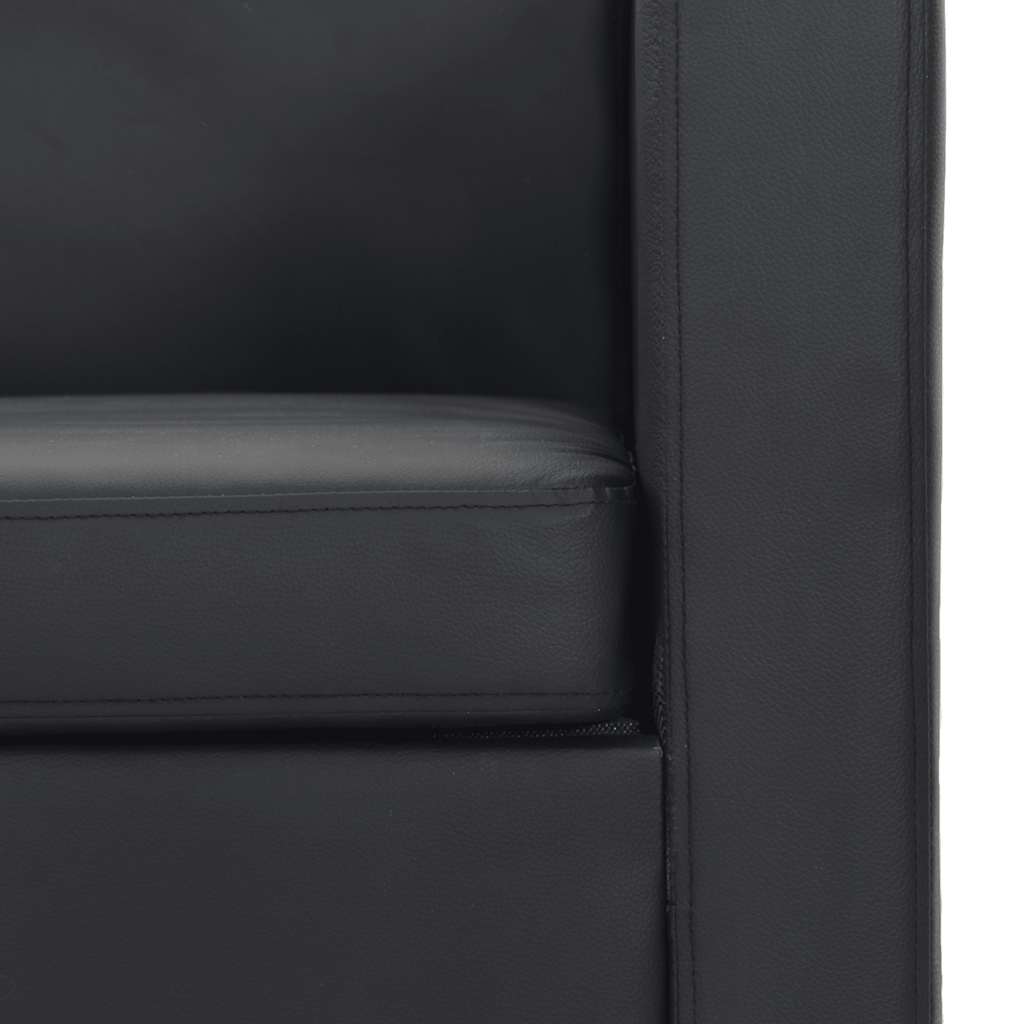 Καναπές Διθέσιος Μαύρος από Συνθετικό Δέρμα