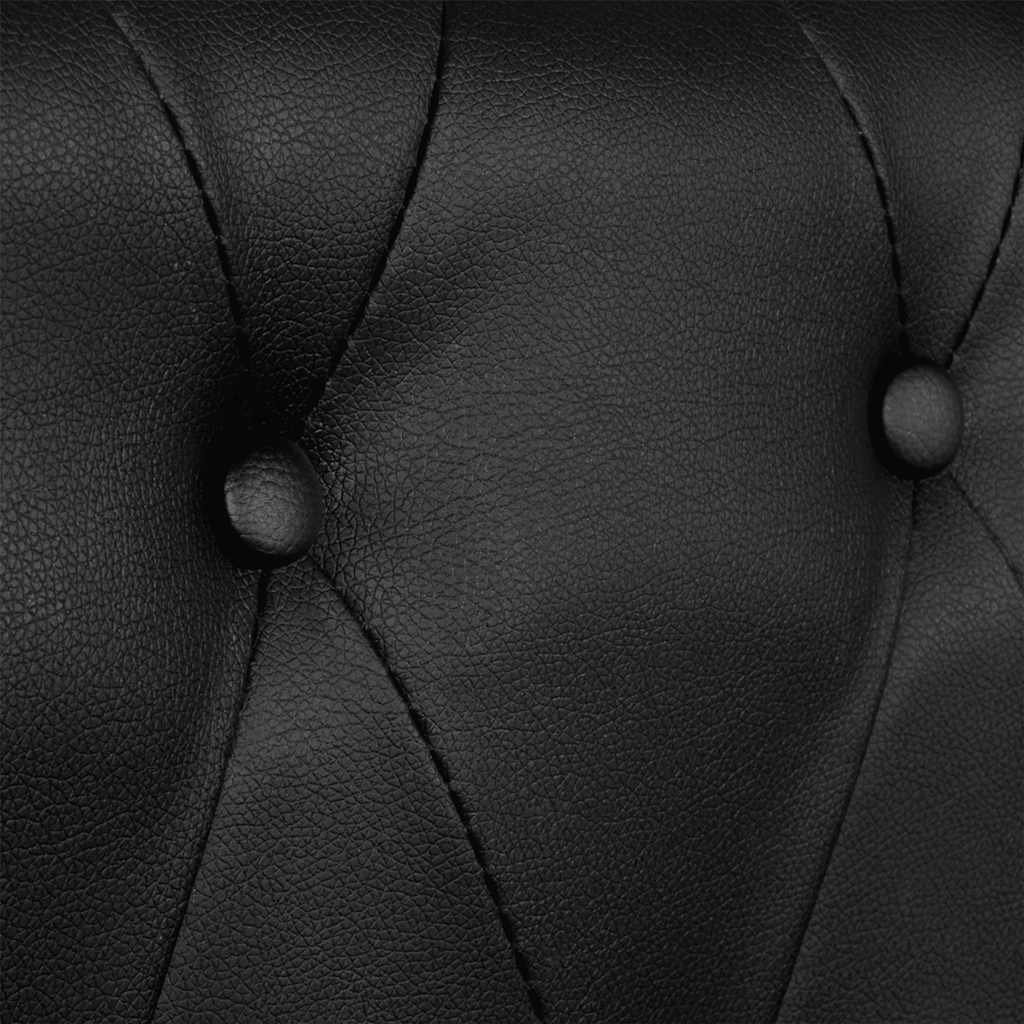 Καναπέδες Chesterfield Διθέσιος + Τριθέσιος Μαύρο Συνθ. Δέρμα