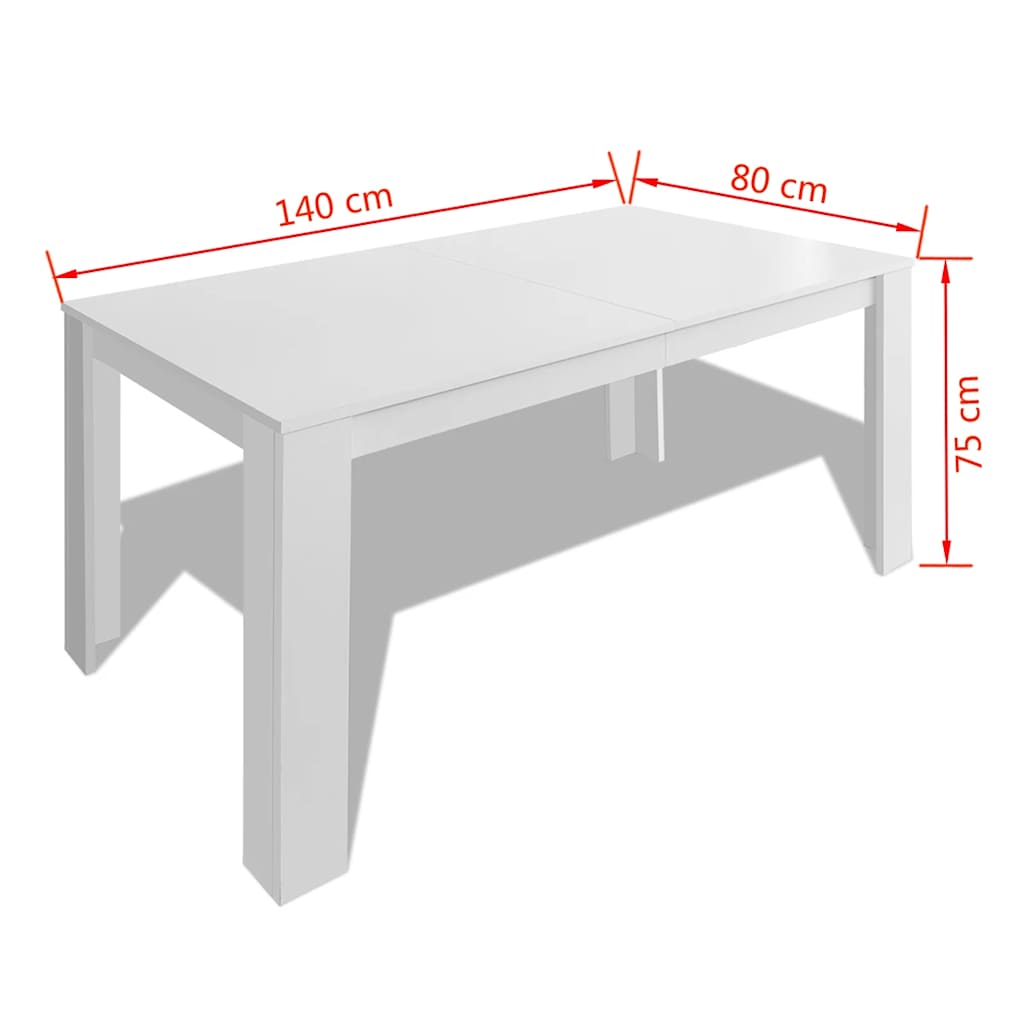 Τραπεζαρία Λευκή 140 x 80 x 75 εκ.