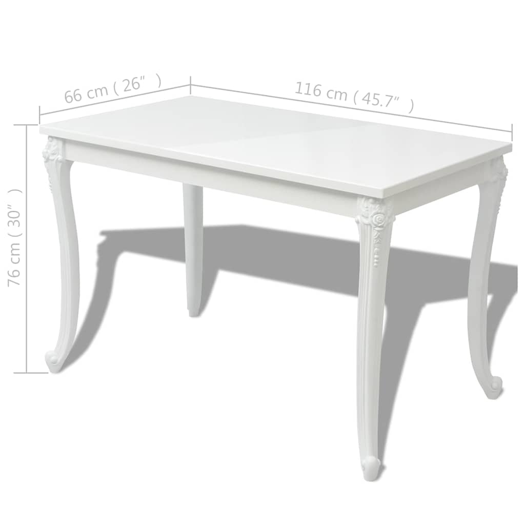Τραπεζαρία Γυαλιστερή Λευκή 116 x 66 x 76 εκ.