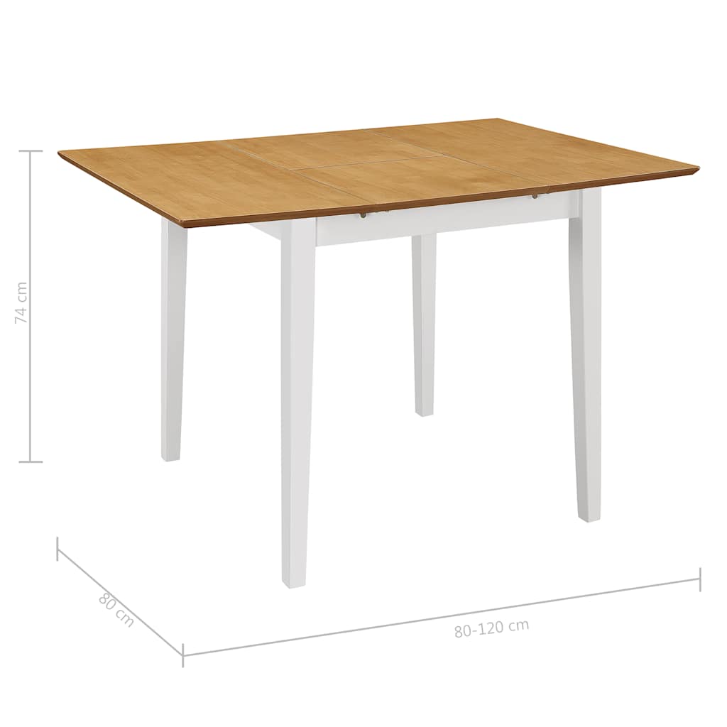 Τραπεζαρία Επεκτεινόμενη Λευκή (80-120) x 80 x 74 εκ. από MDF