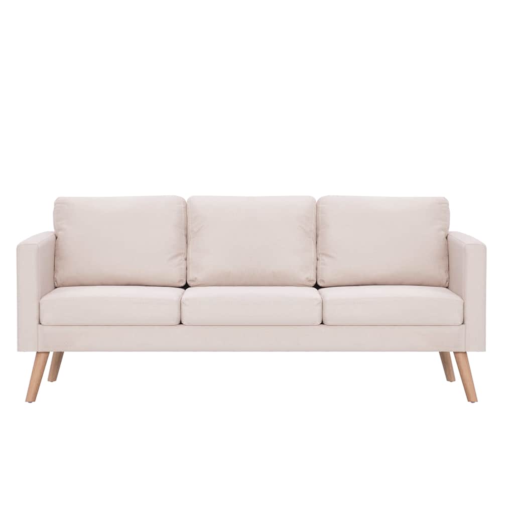Καναπές Τριθέσιος Κρεμ Υφασμάτινος