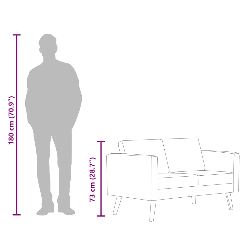 Καναπές Διθέσιος Χρώμα Taupe Υφασμάτινος