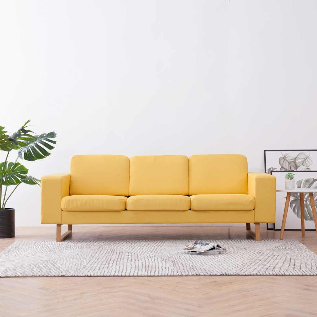 Καναπές Τριθέσιος Κίτρινος Υφασμάτινος