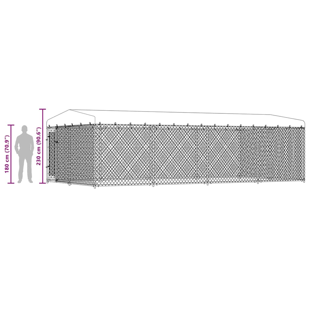 Κλουβί Σκύλου Εξωτερικού Χώρου 7,6 x 3,8 x 2,3 μ. με Στέγαστρο