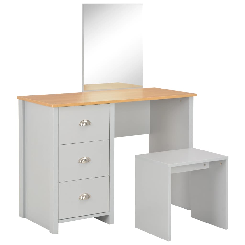Μπουντουάρ με Καθρέφτη και Σκαμπό Γκρι 104 x 45 x 131 εκ.