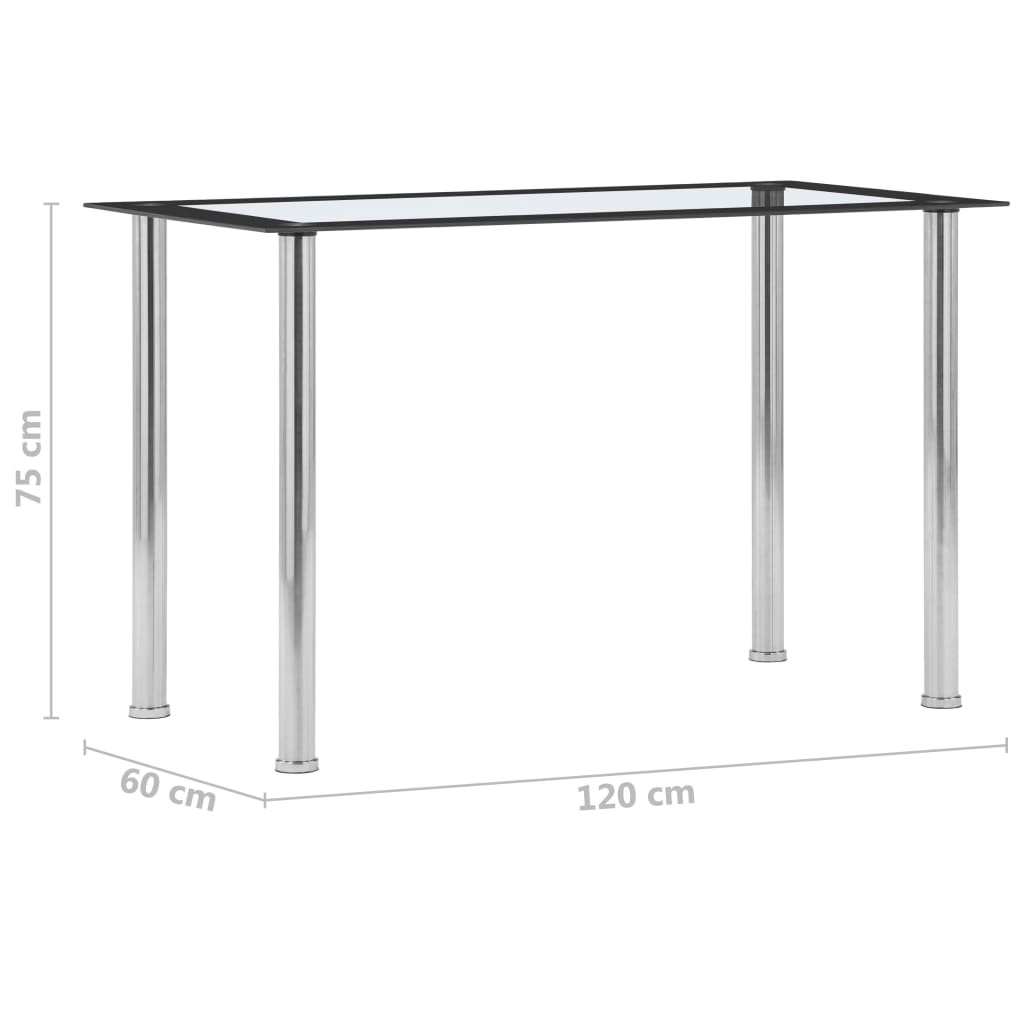 Τραπεζαρία Μαύρη / Διαφανής 120 x 60 x 75 εκ. από Ψημένο Γυαλί