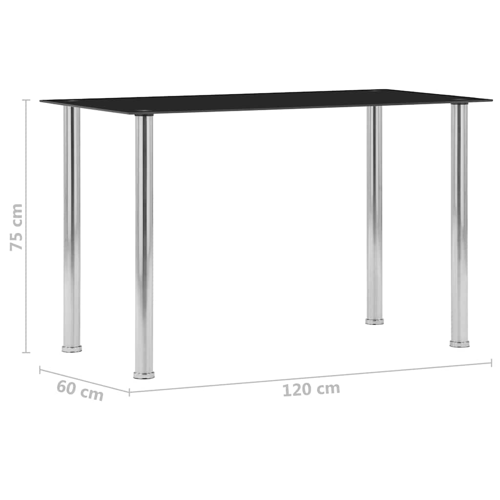 Τραπεζαρία Μαύρη 120 x 60 x 75 εκ. από Ψημένο Γυαλί