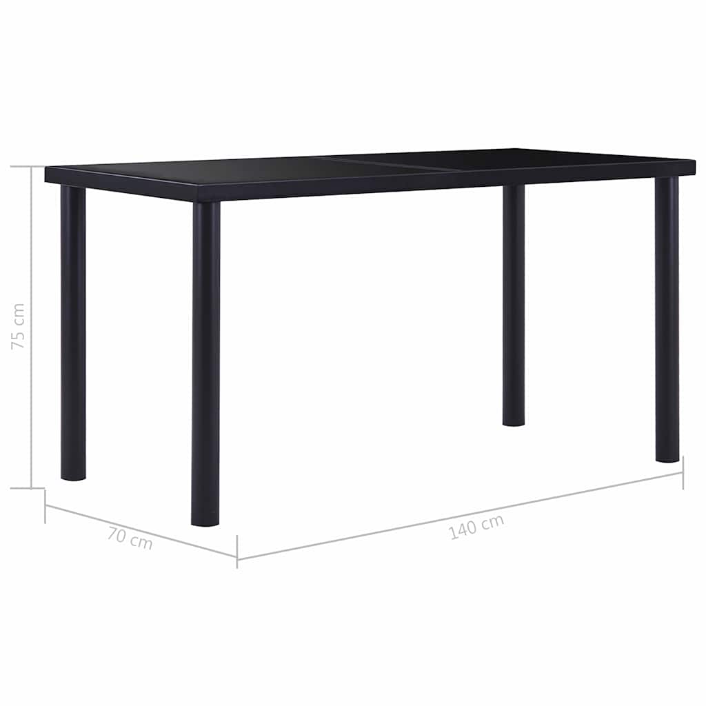 Τραπεζαρία Μαύρη 140 x 70 x 75 εκ. από Ψημένο Γυαλί