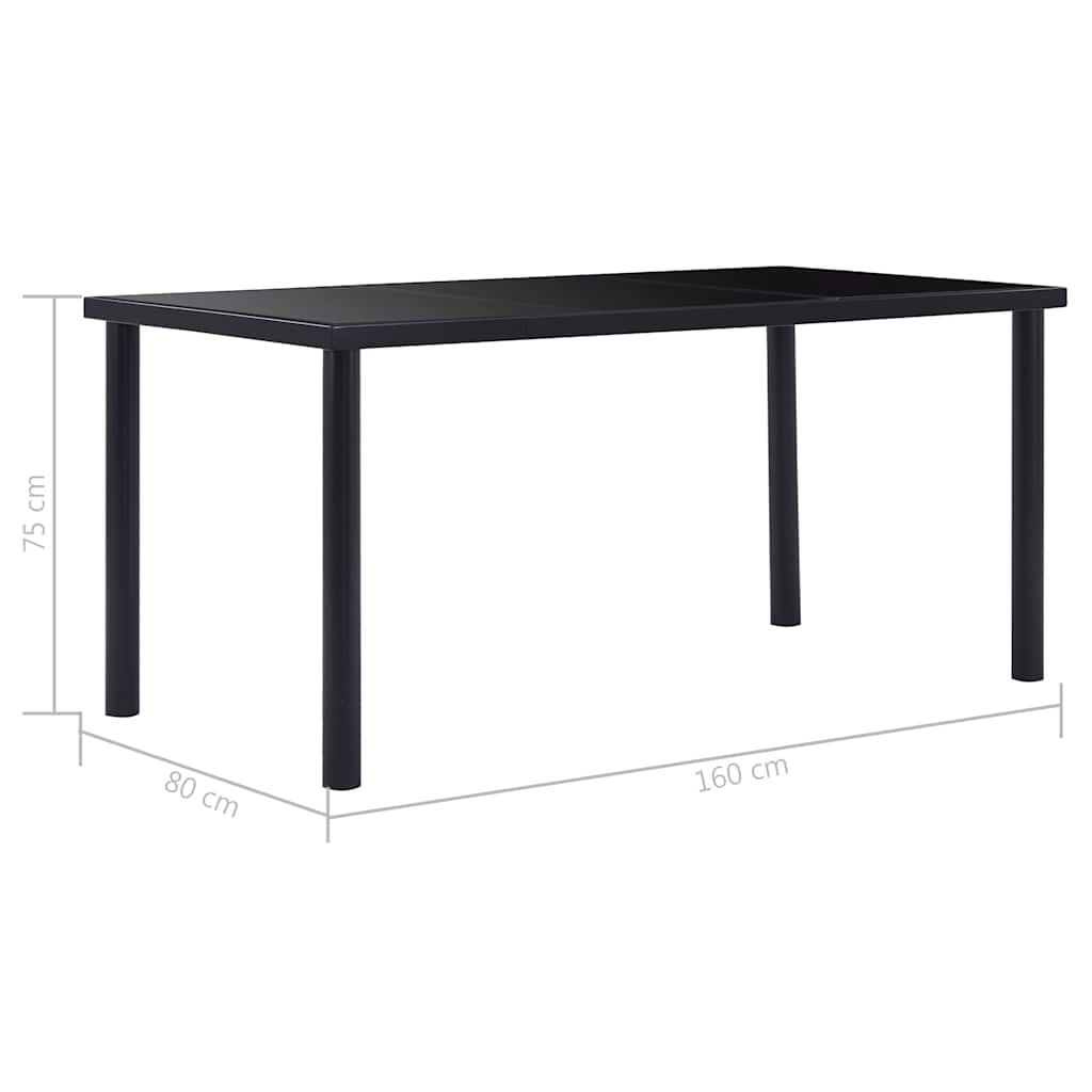 Τραπεζαρία Μαύρη 160 x 80 x 75 εκ. από Ψημένο Γυαλί