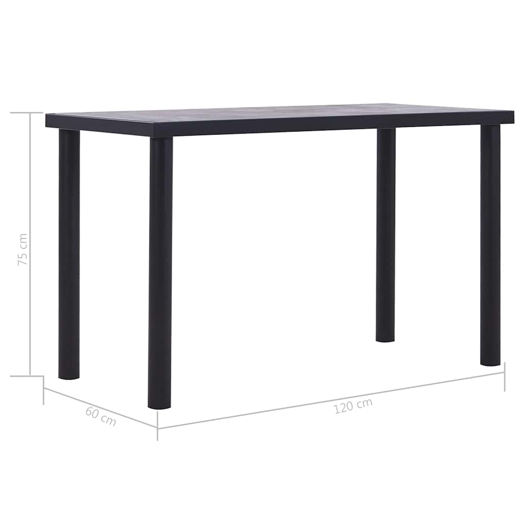 Τραπεζαρία Μαύρο/Γκρι του Σκυροδέματος 120x60x75 εκ. από MDF