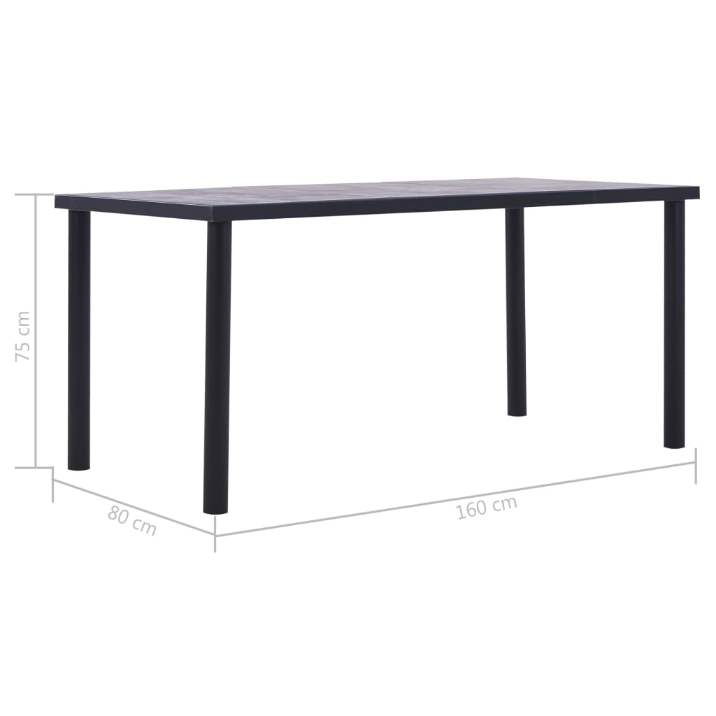 Τραπεζαρία Μαύρο/Γκρι του Σκυροδέματος 160x80x75 εκ. από MDF