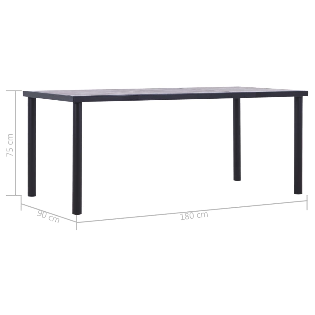 Τραπεζαρία Μαύρο/Γκρι του Σκυροδέματος 180x90x75 εκ. από MDF