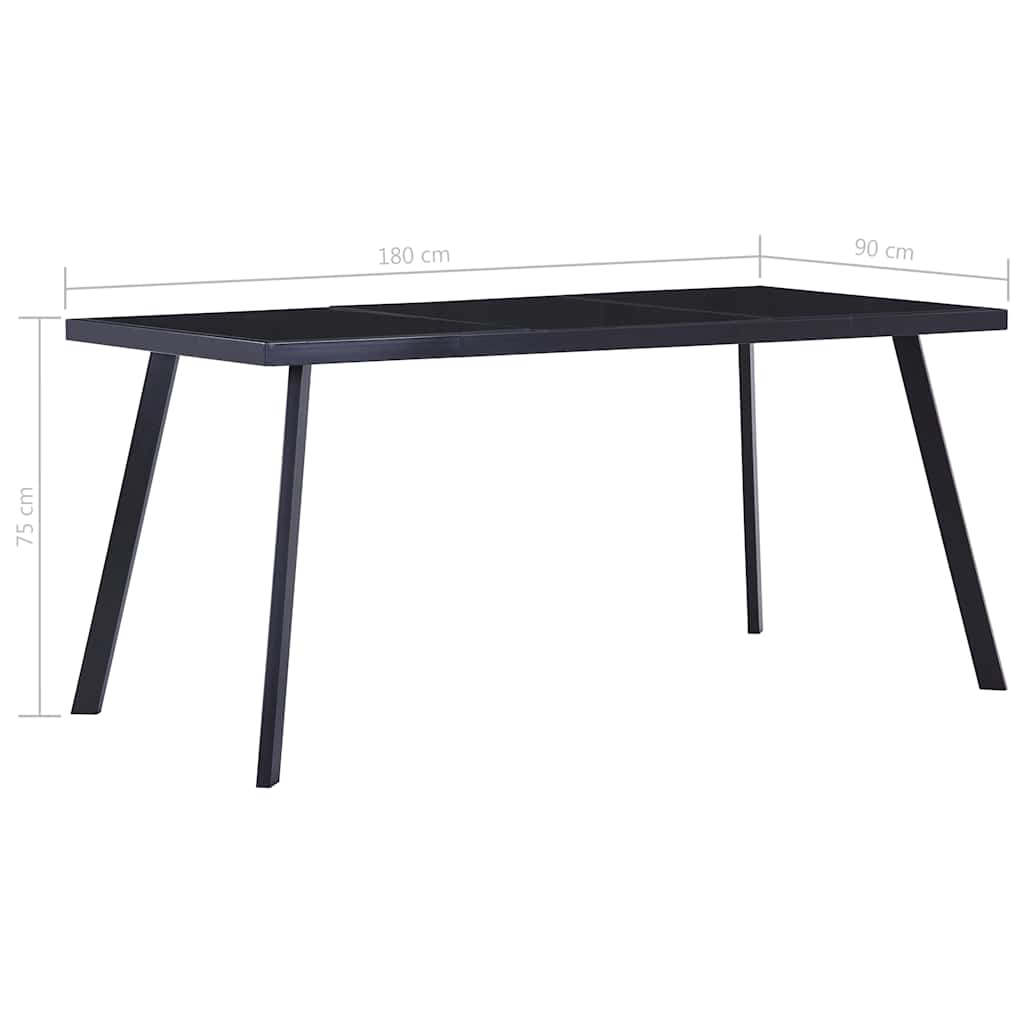 Τραπεζαρία Μαύρη 180 x 90 x 75 εκ. από Ψημένο Γυαλί