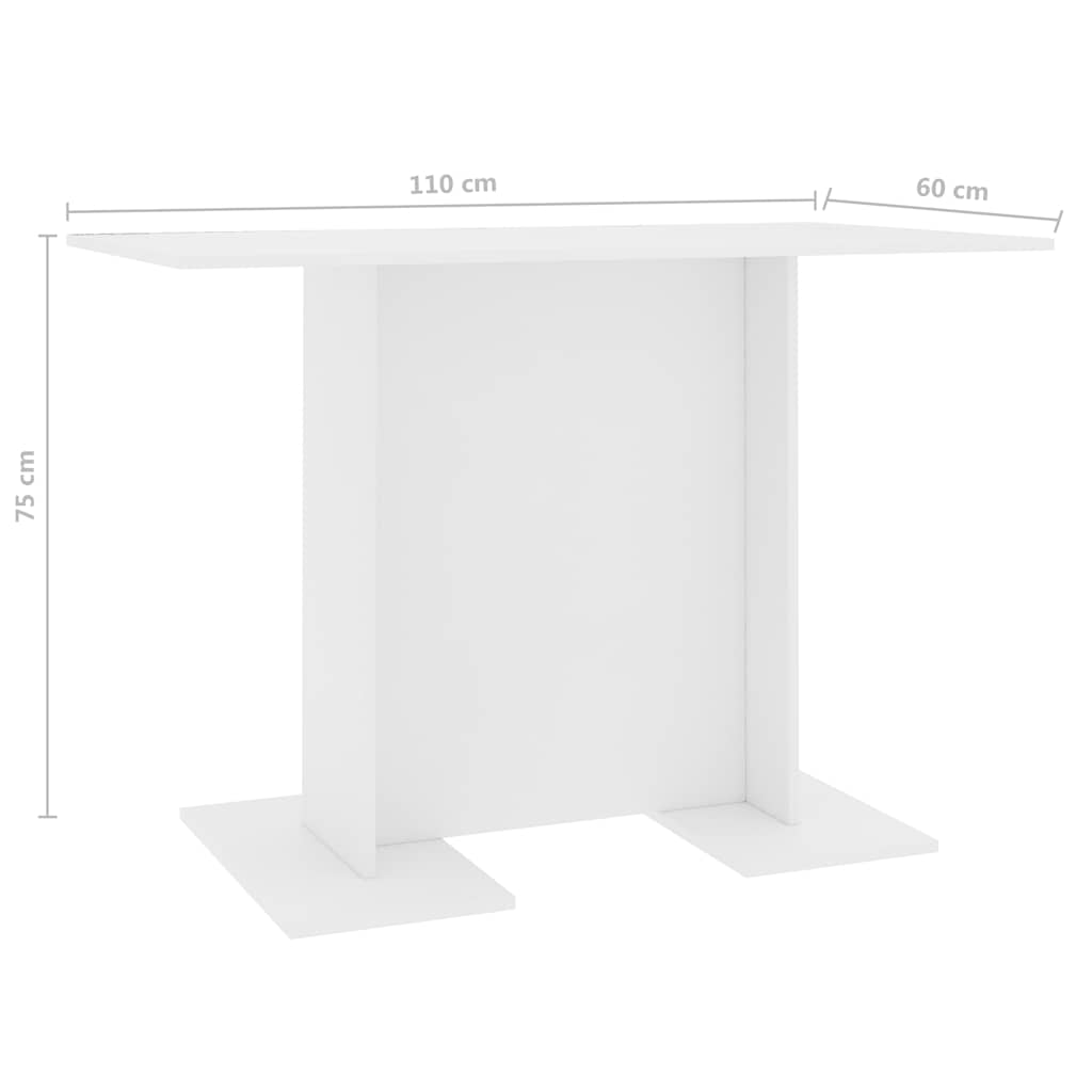 Τραπεζαρία Λευκή 110 x 60 x 75 εκ. από Επεξ. Ξύλο
