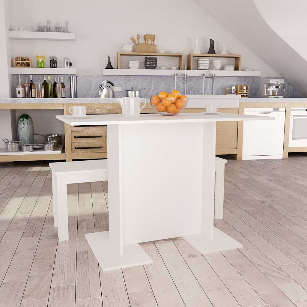 Τραπεζαρία Λευκή 110 x 60 x 75 εκ. από Επεξ. Ξύλο