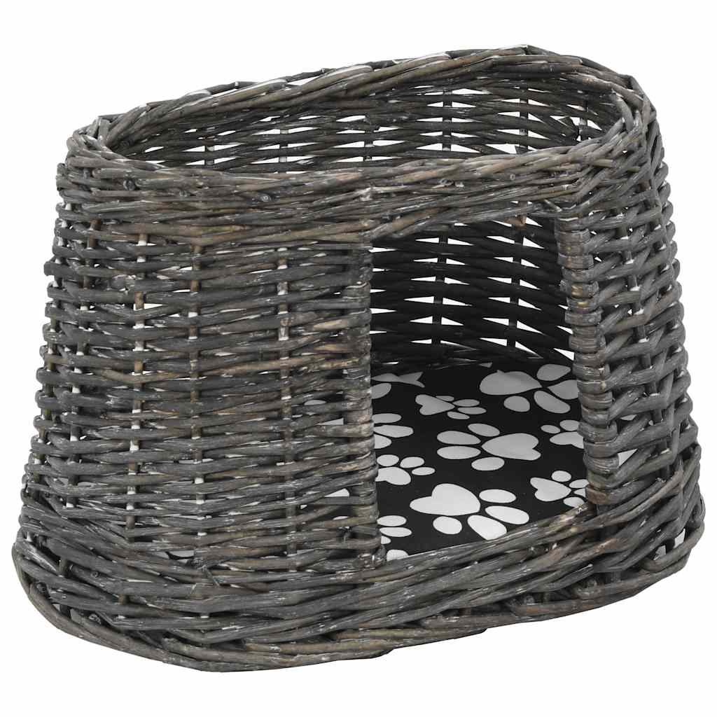 Καλάθι Γάτας Σετ 3 τεμ. Γκρι 47x34x60εκ Φυσική Ιτιά & Μαξιλάρια