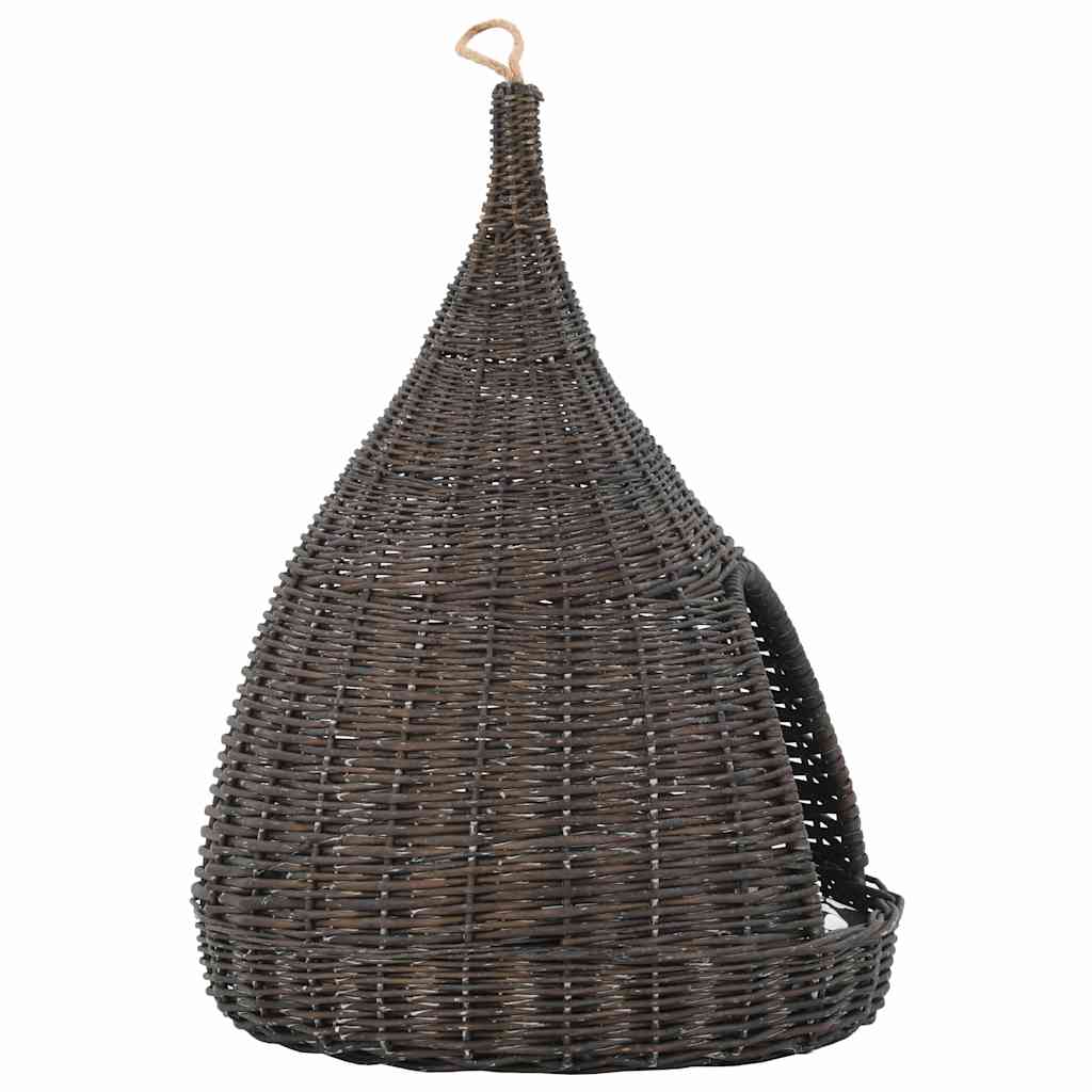 Σπίτι Γάτας Teepee με Μαξιλάρι Γκρι 40x60 εκ. Φυσικό Ξύλο Ιτιάς