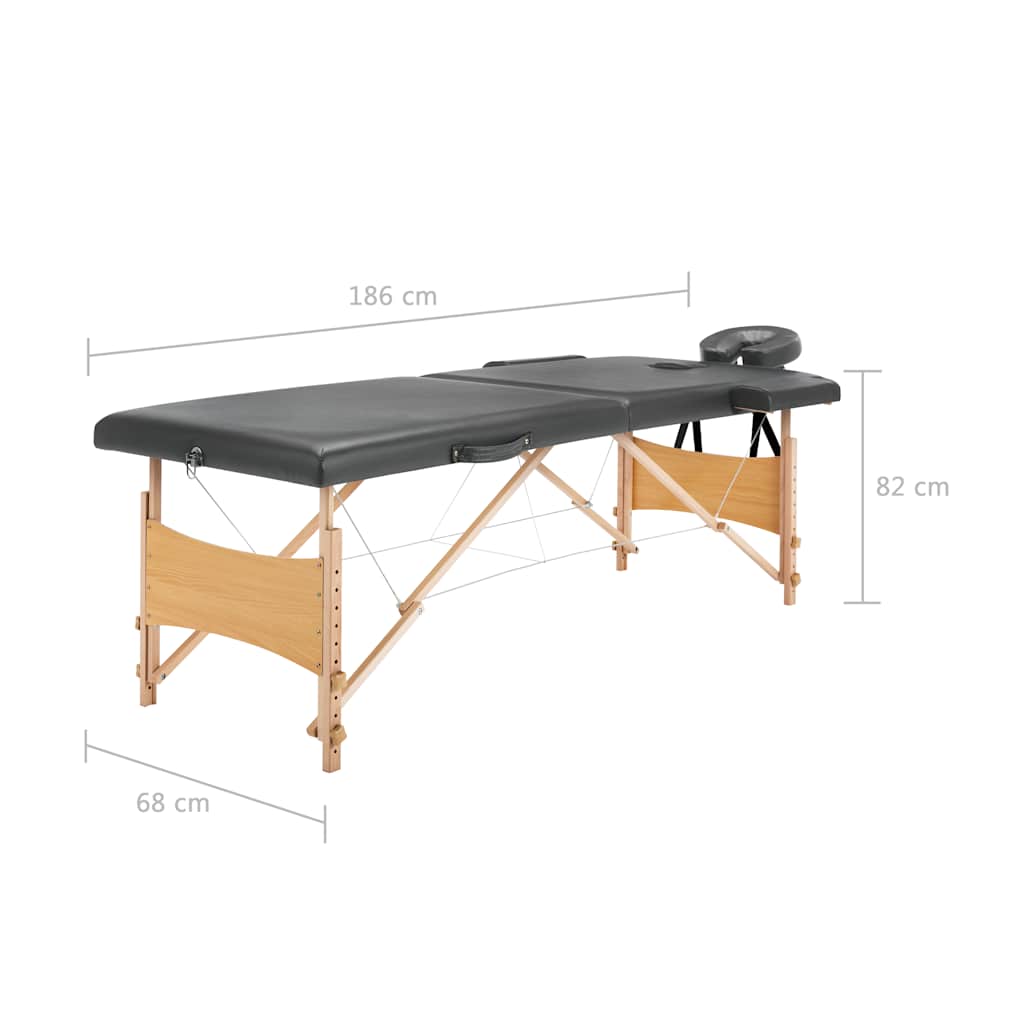 Κρεβάτι Μασάζ 2 Θέσεων Ανθρακί 186x68 εκ. με Ξύλινο Σκελετό